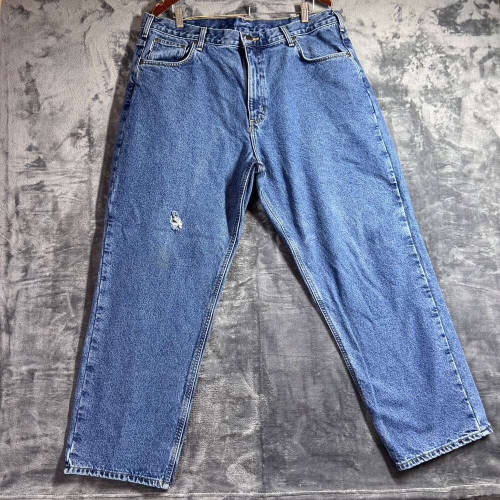 Carhartt Men's Relaxed Fit Flannel-Lined Jeans 40x30 Blue Denim AS IS Work Jeans